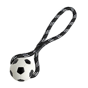 Dog Toy Soccerball, With Rope Rubber Colored Sorted, 30 Cm  Pack Of 3 | Hunter