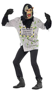 Smiffys Men’s Mutant Monkey Costume, Top with Fur Arms and Latex Mask, Colour: Black, Size: L, 24377