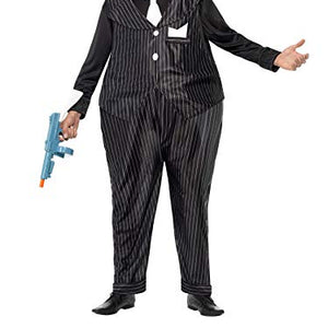 Smiffys Men's Gangster Fat Cat Costume, Hooped Jumpsuit, Hat & Tie, One Size, Colour: Black, 25779