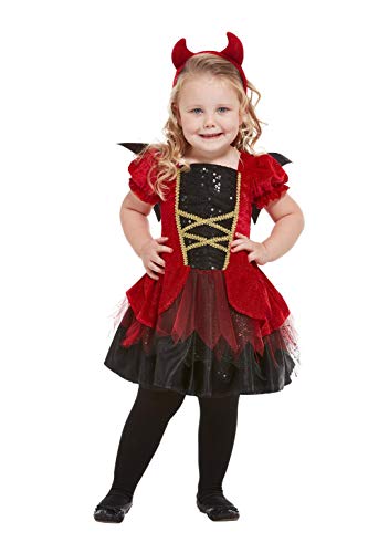 Smiffys 50794T2 Toddler Devil Costume, Girls, Red, Age 3-4 Years