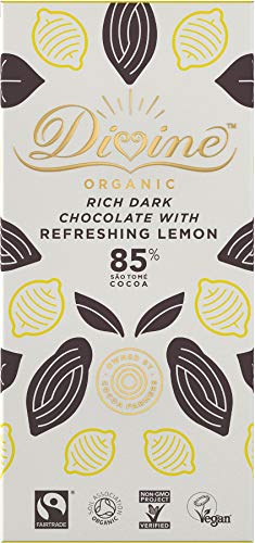 Divine Organic 85% Dark Chocolate Bar With Lemon 800g - Pack of 10