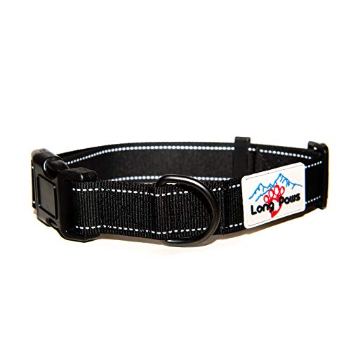 Long Paws Urban Trek Reflective Collar, Black, Small 28-42Cm, 2Cm Wide