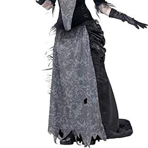 Smiffys Adult Women's Ghost Town Black Widow Costume, Top, Skirt and Hat, Ghost Town, Halloween, Size: M, 24575