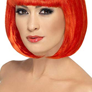 Smiffys Women's Short 12inch Red Bob with Bangs, One Size, Partyrama Wig, 5020570423905