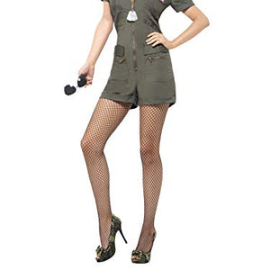Smiffys Women's Top Gun Aviator Playsuit & Sunglasses, Top Gun, Colour: Green, Size: S, 27084