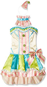 Fever Adult Women's Deluxe Vintage Clown Costume, Corset, White, Skirt, Attached Underskirt, Collar and Mini Hat, Fantasy, Size S, 45367