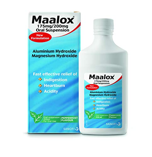 Maalox Oral Suspension, Peppermint Flavour, 250 ml