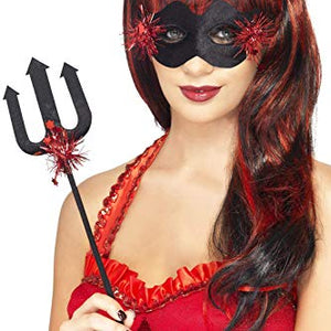 Smiffys Devilicious Kit with Eye Mask Horns and Trident Crop - Black