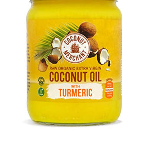 Coconut Merchant Organic Coconut Oil with Turmeric 500mL | Extra Virgin, Raw, Cold Pressed, Unrefined | Ethically Sourced, Vegan, Ketogenic and 100% Natural - 500mL