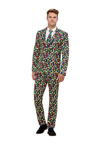 Smiffys 40389L Officially Licensed Rubik's Cube Suit, Men, Multi-Colour, L - Size 42"-44"