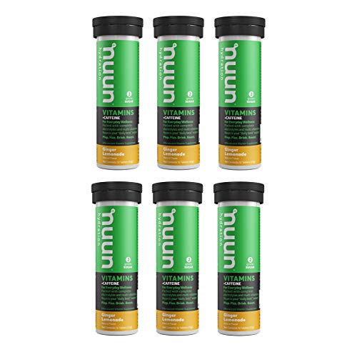 Nuun Vitamins + Caffeine: Ginger Lemonade Daily Supplement (6 Tubes of 12 Tabs)