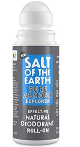 Natural Deodorant Roll On by Salt of the Earth, Pure Armour - Vegan, Long Lasting Protection, Not Tested on Animals, Paraben Free, Made in the UK - 75ml