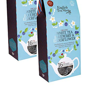 Organic Fairtrade Blueberry and Elderflower White Tea - 2 x 16 Silken Pyramid (64 Gram)