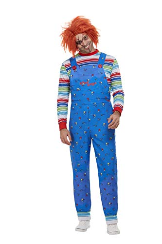 Smiffys 50265XL Officially Licensed Chucky Costume, Men, Blue, XL - Size 46"-48"