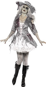 Smiffys Women's Ghost Ship Pirate Treasure Costume, Dress and Hat, Ghost Ship, Colour: Grey, Size: M, 24362