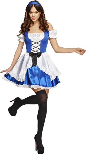 Fever Women's Alice Costume, Dress and Headband, Size:S, Colour: Blue, 33281