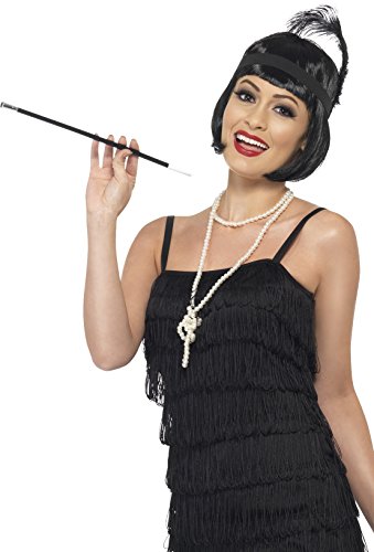 Smiffys Flapper Instant Kit with Wig Necklace Head Piece and Cigarette Holder
