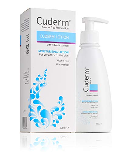 Cuderm Lotion 300ml (Alcohol Free) [Suitable for Dry Skin, Eczema] Colloidal Oatmeal - Hypoallergenic - Vegan Certified - Fragrance Free - SLS Free - Cruelty Free (PETA) - Skincare - Body Lotion