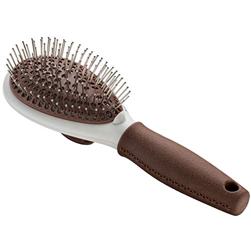Grooming Brush Spa Self-Cleaning, Large Brown/Grey  Pack Of 3 | Hunter