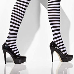 Smiffys Opaque Hold-Ups Striped - Black and White