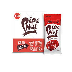 Pip & Nut Smooth Peanut Butter Squeeze Packs – 20 x 30g -  Absolutely No Palm Oil, Hi-Oleic Argentinian Peanuts, High in Fibre, Vegan Friendly