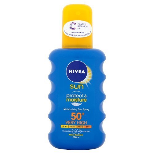 NIVEA SUN Protect & Moisture Sun Spray SPF50 (200ml), Moisturising Suncream Spray with SPF50, Advanced Sunscreen Protection, Reduces Risk of Sun Allergies