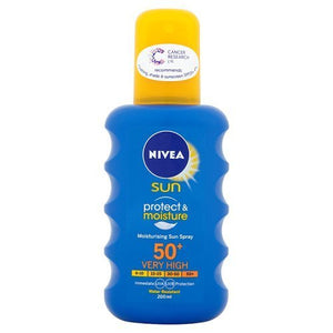 NIVEA SUN Protect & Moisture Sun Spray SPF50 (200ml), Moisturising Suncream Spray with SPF50, Advanced Sunscreen Protection, Reduces Risk of Sun Allergies