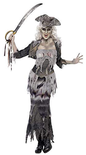 Smiffys Adult Women's Ghost Ship Ghoulina Costume, Top, Skirt, Jacket and Hat, Ghost Ship, Halloween, Size: S, 38888