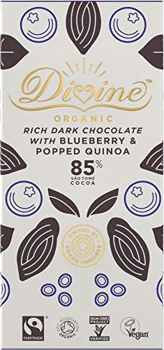 Divine Organic 85% Dark Chocolate Bar With Quinoa & Blueberry 800g - Pack of 10