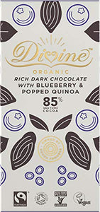 Divine Organic 85% Dark Chocolate Bar With Quinoa & Blueberry 800g - Pack of 10