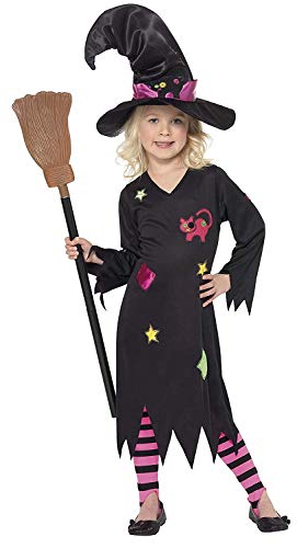 Smiffys Children's Cinder Witch Costume, Dress, Hat & Tights, Size: S, Colour: Multi, 35655