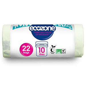 Ecozone Caddy Liners, Home Compost Suitable, Extra Thick and Durable, 22 Bags Per Roll, Maize, Vegetable Starch, Green, 4 x 10 x 4 cm