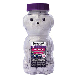 Sambucol Natural Black Elderberry Chewable Teddies | For Kids | Vitamin C | Immune System Booster | 60 tablets