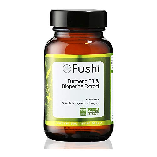 Fushi Turmeric C3 & BioPerine Extract High Strength, 60 Caps | 500 mg High Strength | Fresh-Ground | Min 95% Curcuminoids |Wholefood | Ethical & Vegan Society Approved | Manufactured in the UK