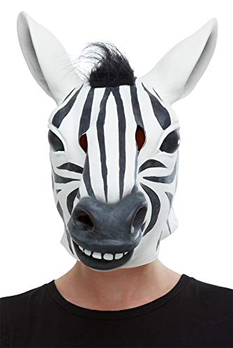 Smiffys 50882 Zebra Latex Mask, Men, Black & White
