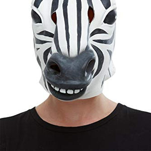 Smiffys 50882 Zebra Latex Mask, Men, Black & White