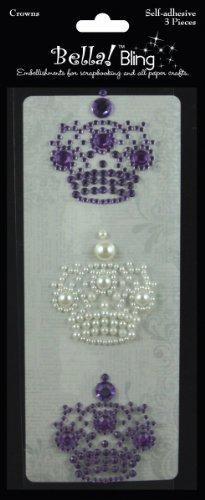 Ruby Rock-It Bling Self-Adhesive Rhinestone/Pearl Crowns 3/Pkg-Purple