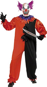 Smiffys Adult men's Cirque Sinister Scary Bo Bo the Clown Costume, Jumpsuit and Mask, Cirque Sinister, Halloween, Size M, 33474