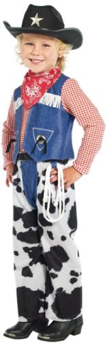 Smiffy's Ropin Cowboy Costume Child Denim and Cowskin, Waistcoat Chaps Bandana and Hat - Medium