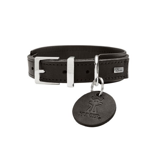 Collar Larvik Comfort, 50 Soft Genuine Cow Leather, Black/Black | Hunter
