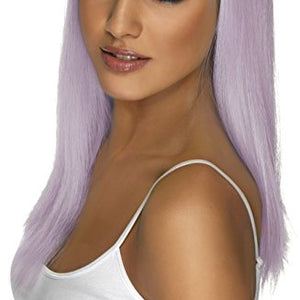 Smiffys Women's Long and Straight Lilac Wig with Bangs, One Size, Glamourama Wig, 42156