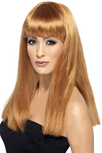 Smiffys Glamourama Wig Auburn Long Straight with Fringe