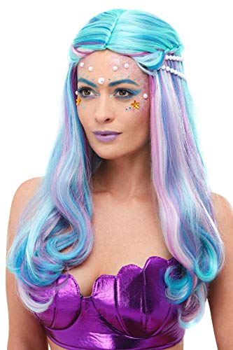 Smiffys 52025 Mermaid Wig, Women, Blue