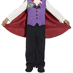 Smiffys Toddler's Vampire Boy Costume, Trousers, Top, Shoecovers, Cape & Headpiece, Colour: Multi-coloured, Size: S, 36169