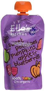Ella's Kitchen Stage 1 From 4 Months Organic Sweet Potato, Pumpkin, Apple and Blueberries 120 g (Pack of 7)
