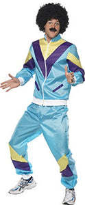 Smiffy'S 39298XL 80s Fashion Tracksuit costume with jacket and trousers, Blue, XL - Size 46 "-48"