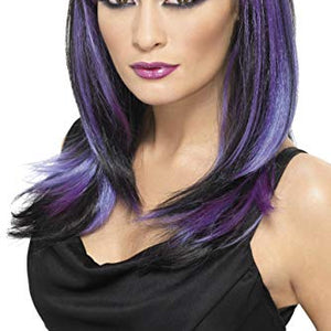 Smiffys Women's Black and Purple Witch Wig, One Size, Glamor Witch Wig,5020570325193