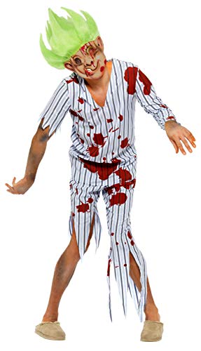 Smiffys Men's Zombie Ogre Costume, Top, Trousers, Mask and Wig, Zombie Alley, Colour: Multi-coloured, Size: M, 23354