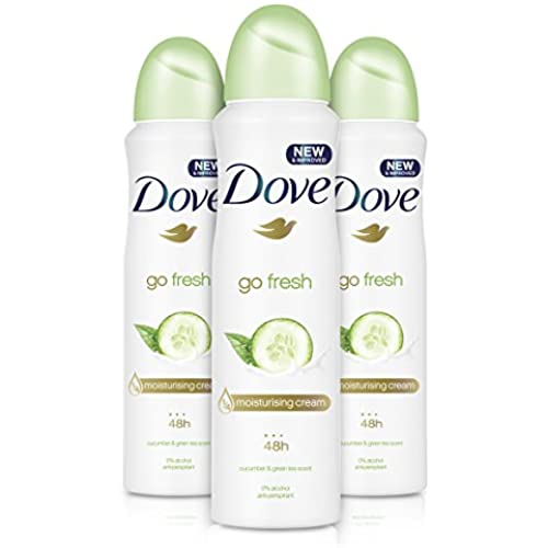 Dove Go Fresh Cucumber And Green Tea, Anti Perspirant Deodorant Spray For Women, Long Lasting Anti Sweat And Body Odour Protection For A Clean And Fresh Fragrance (150ml),pack of 3