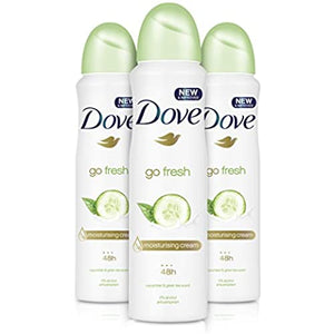 Dove Go Fresh Cucumber And Green Tea, Anti Perspirant Deodorant Spray For Women, Long Lasting Anti Sweat And Body Odour Protection For A Clean And Fresh Fragrance (150ml),pack of 3